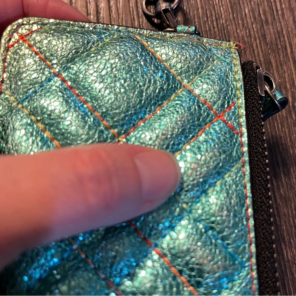 Kurt Geiger Metallic Quilted Card Holder with Lanyard - Picture 8 of 8